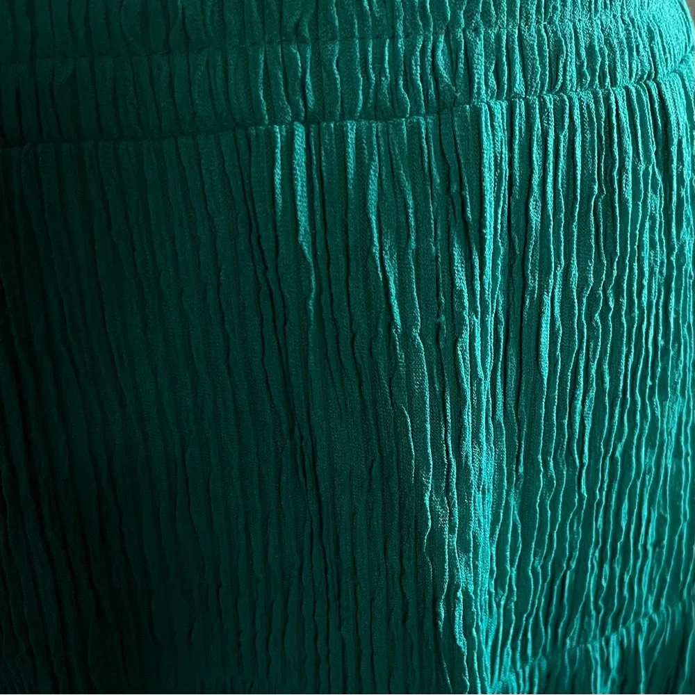 Chaus Women Plus Size Teal Crinkled Boho Cottage Core Coastal Maxi Skirt 1X